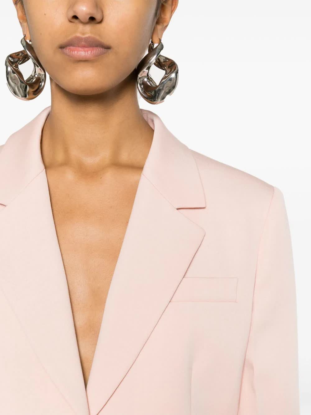 Pink Sartoriale Single-Breasted Wool Jacket
