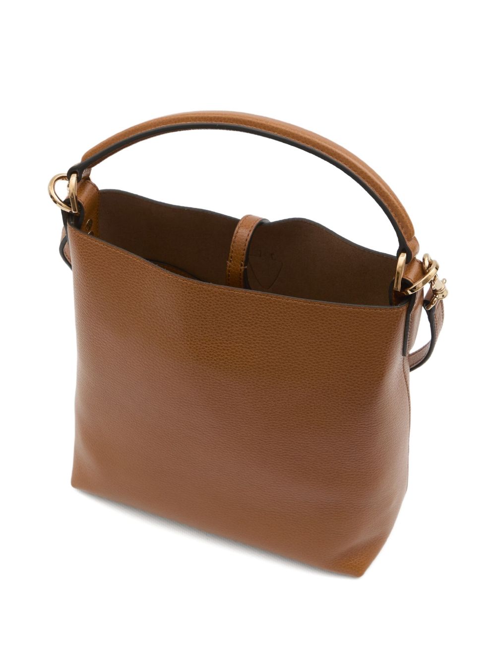 Structured Pebbled Leather Handbag With Metallic Clasp