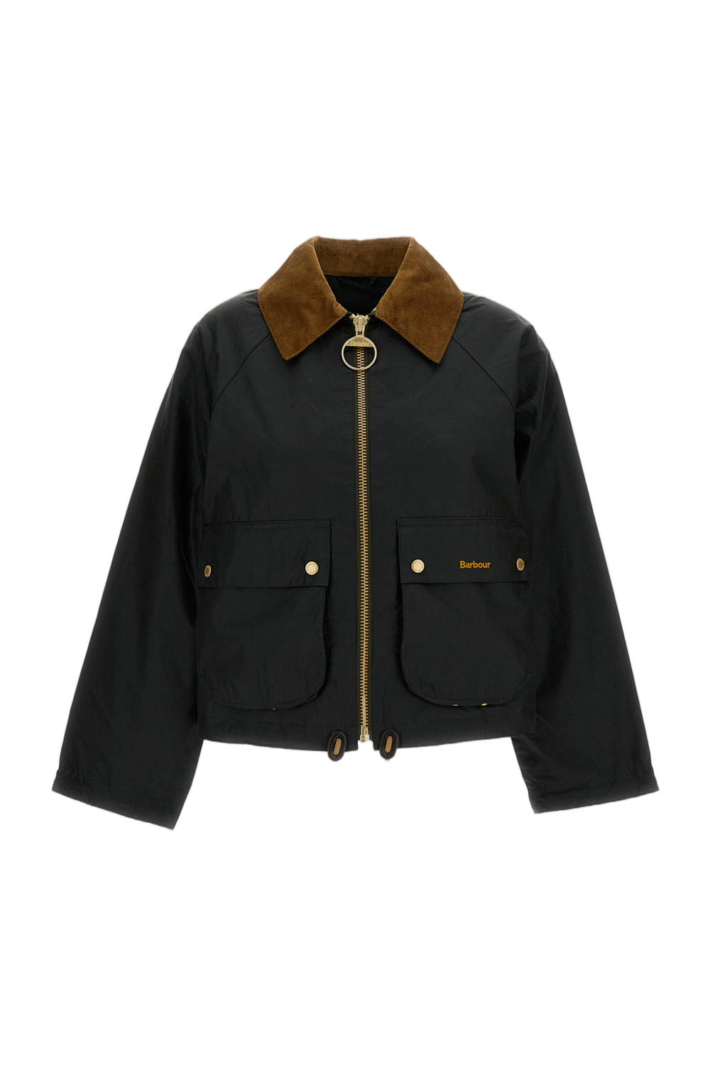 Waxed Cotton Jacket with Contrasting Corduroy Collar