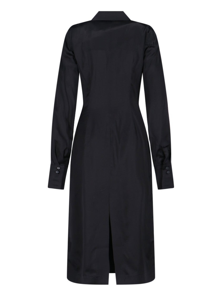 Satin Midi Dress – Black