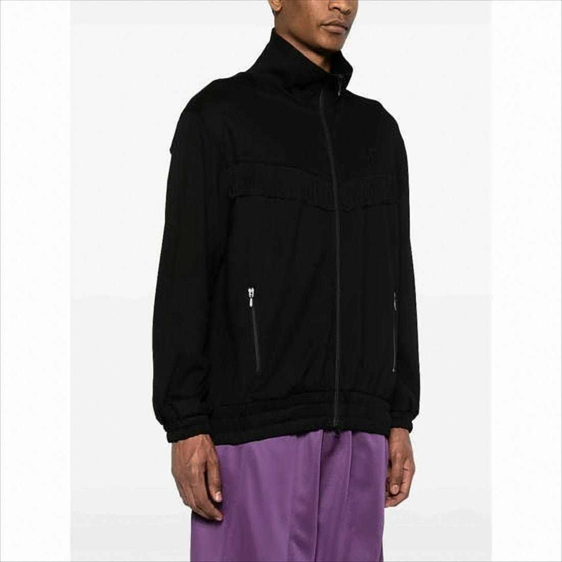 Fringe-Detail Black Jacket with Zippered Pockets