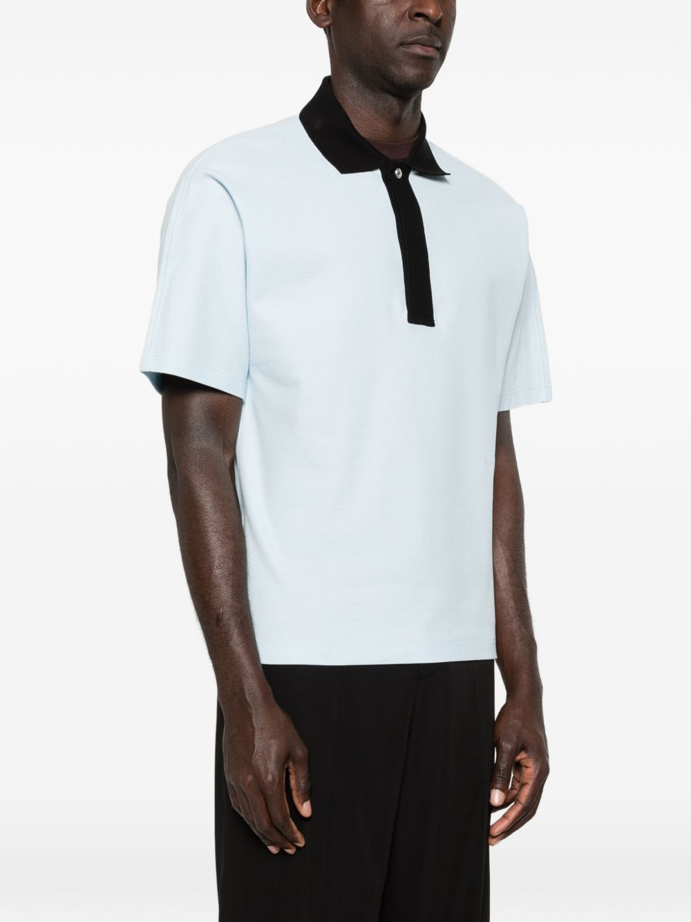 White Contrast Collar Short Sleeve Polo