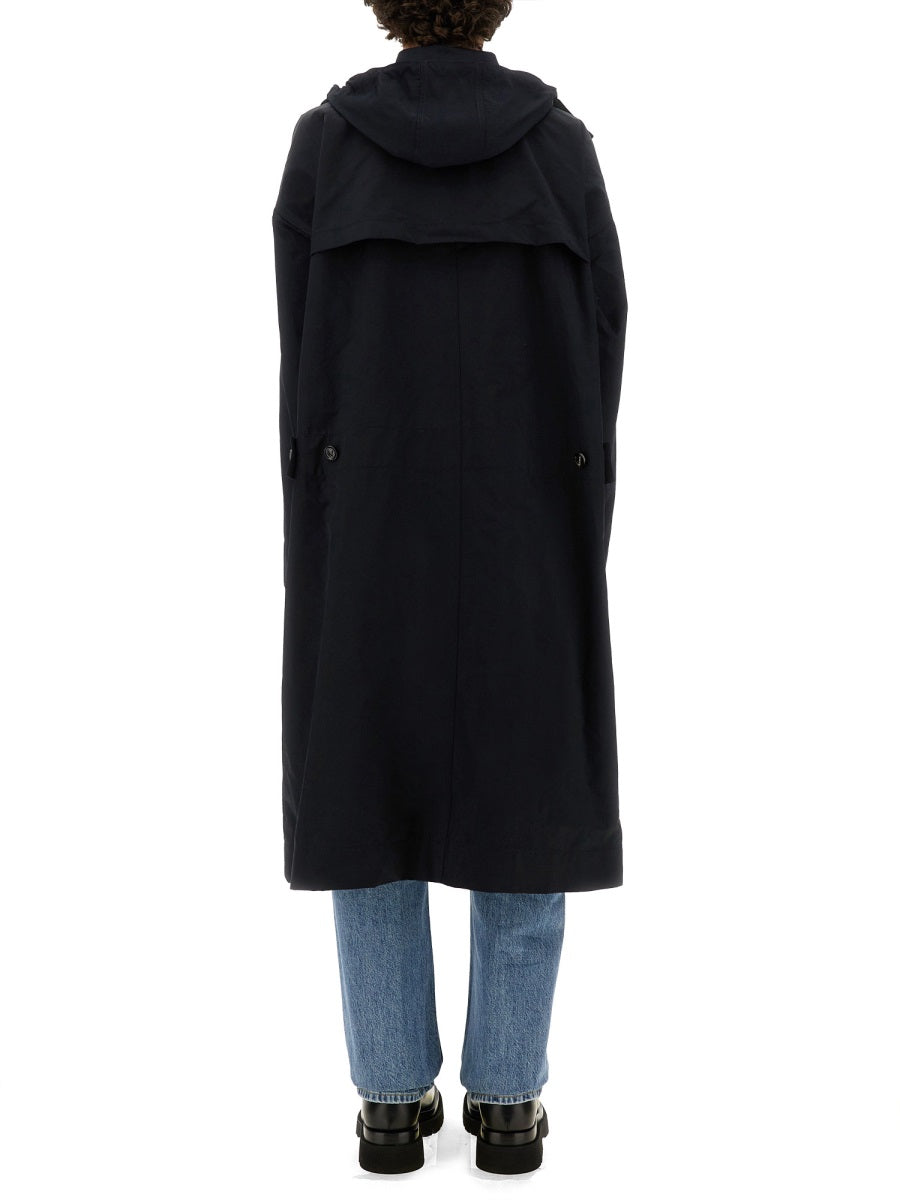 Hooded Trench Coat with Streamlined Silhouette