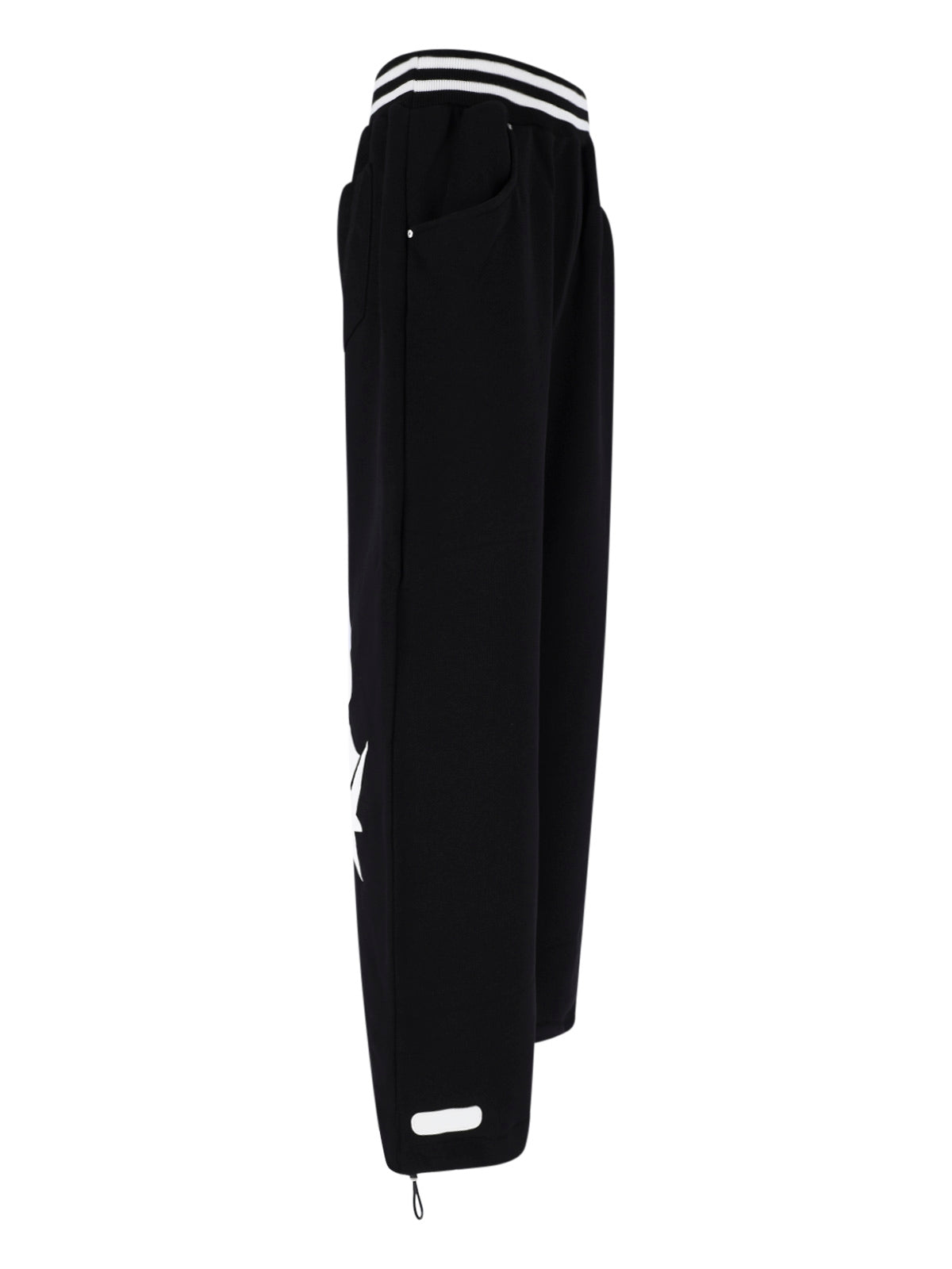 Black/White Graphic Wide-Leg Cropped Trousers
