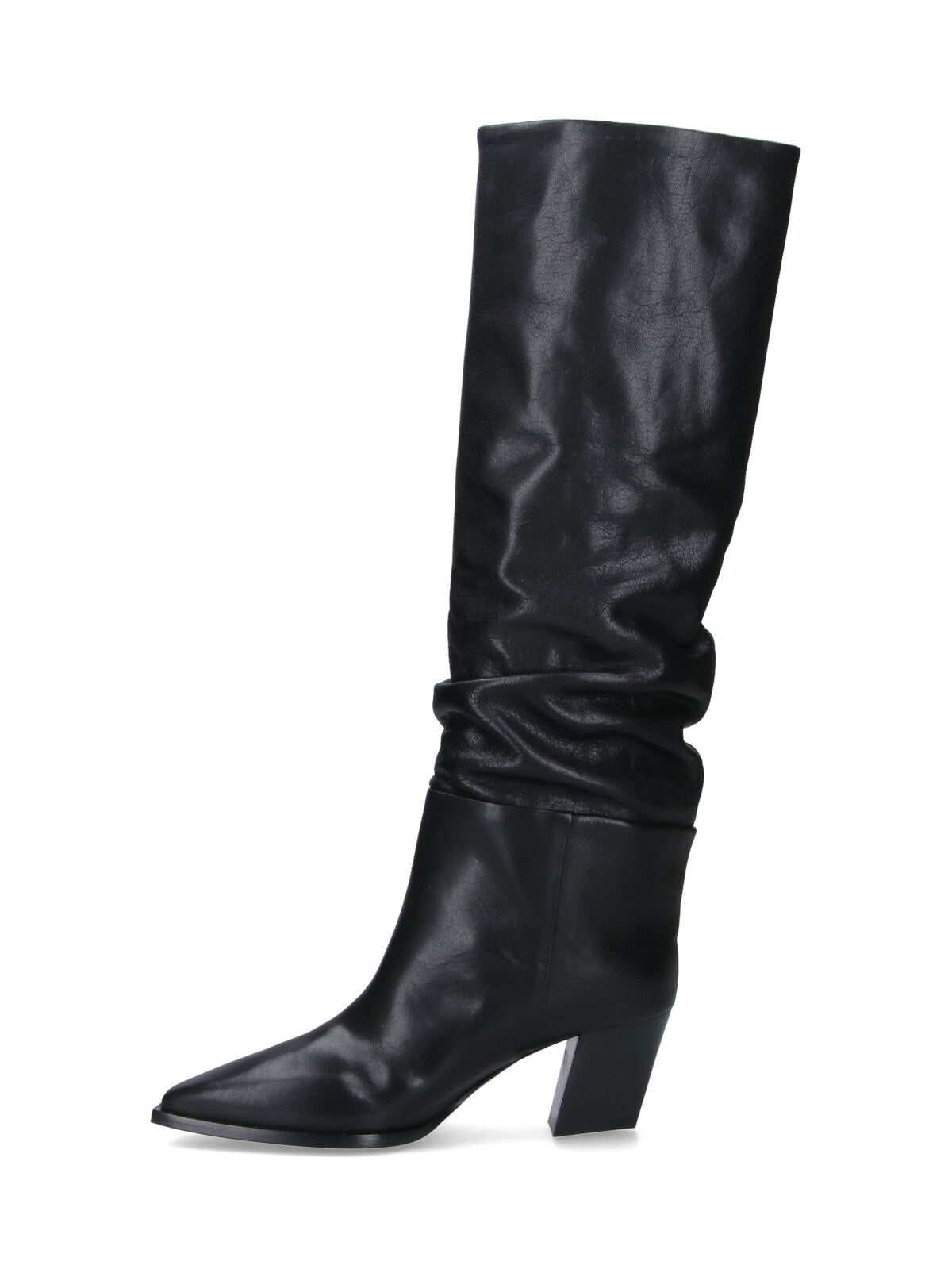 Pointed Toe Slouchy Calf Leather Boots
