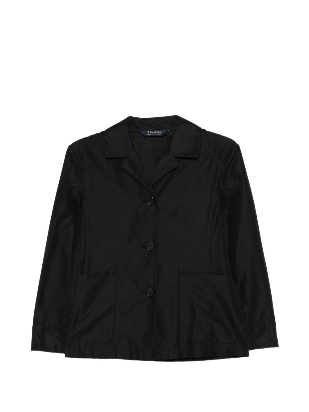 Single-Breasted Black Jacket with Three-Button Closure