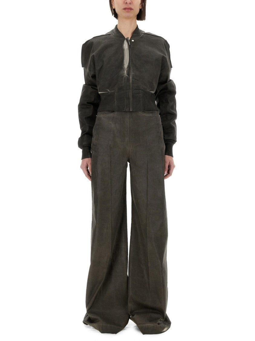 "Flight Jkt" Cropped Bomber Jacket
