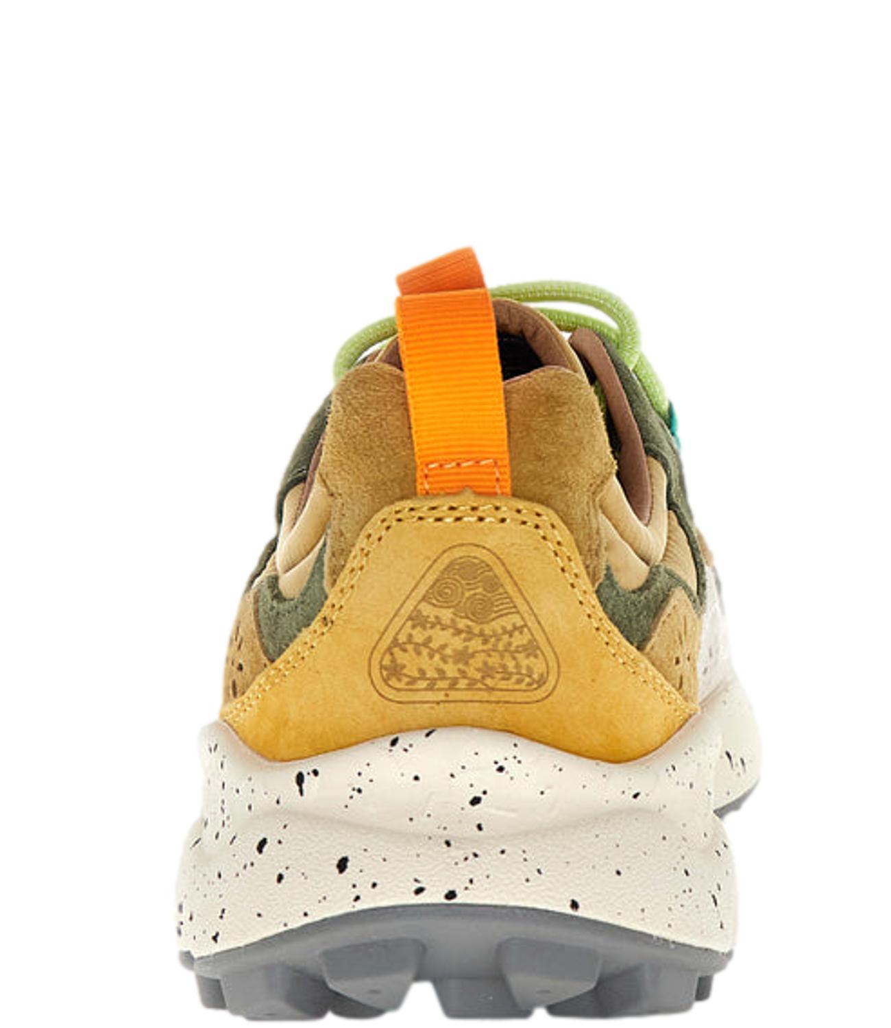 Multi-Material Sneakers with Vibrant Accents and Chunky Sole