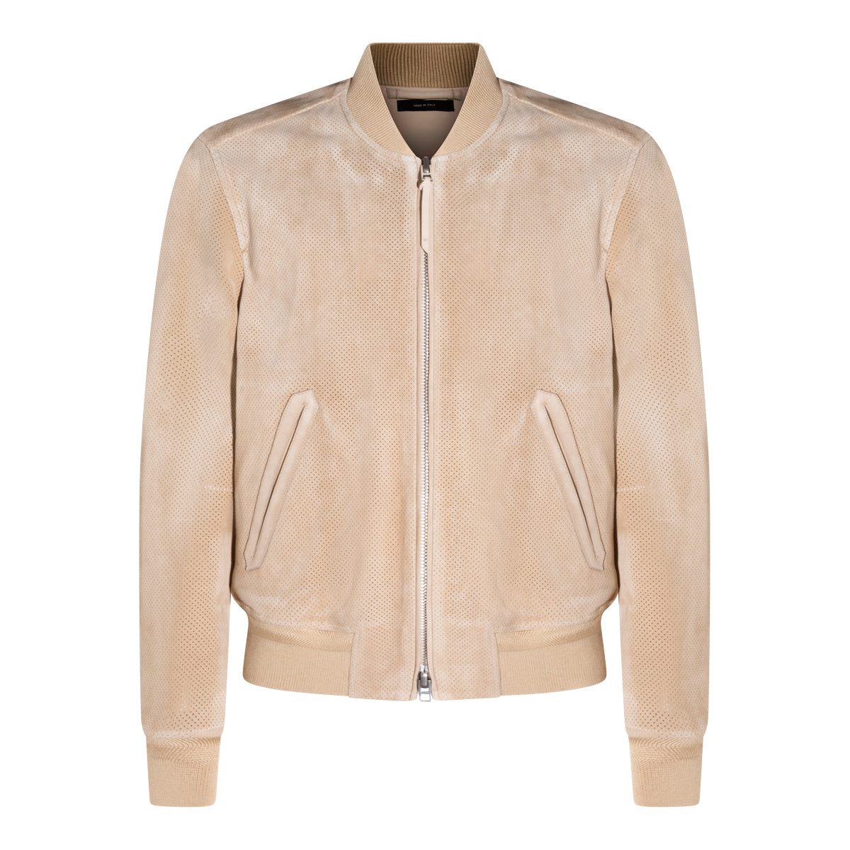 Perforated Suede Bomber Jacket