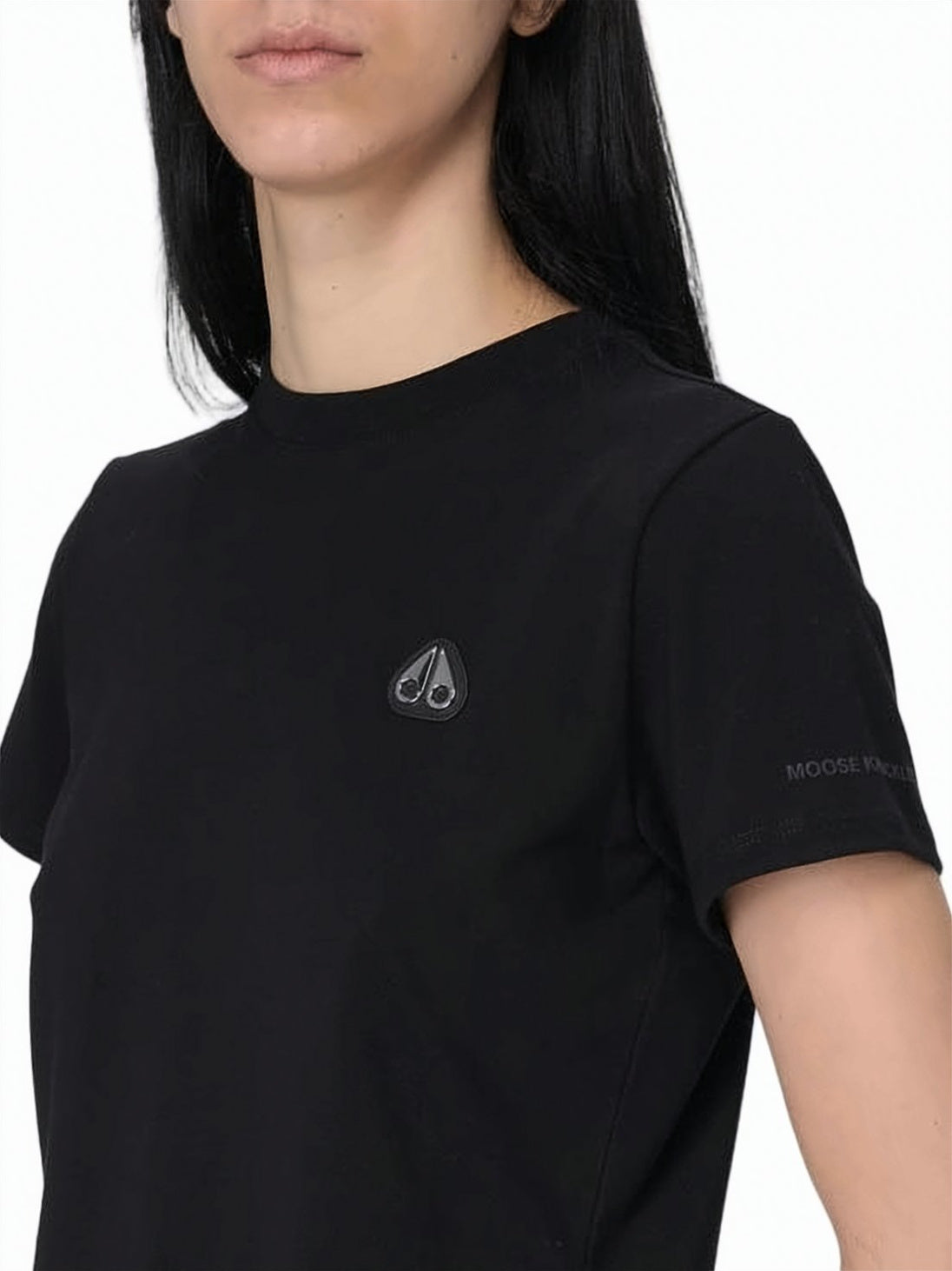 Black Fitted Cotton Crew Neck T-Shirt