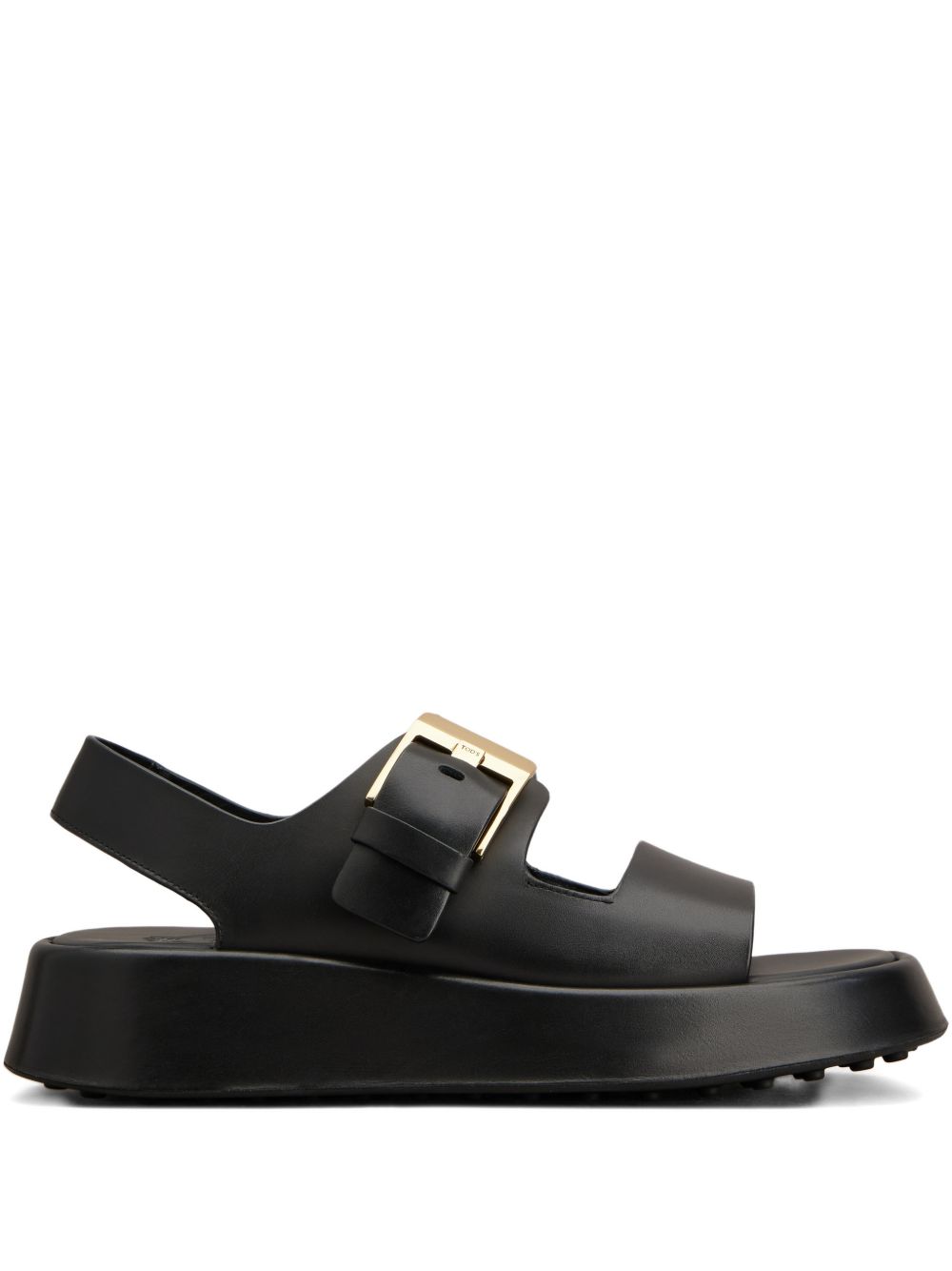 Platform Sandals with Gold-Tone Buckle Fastening