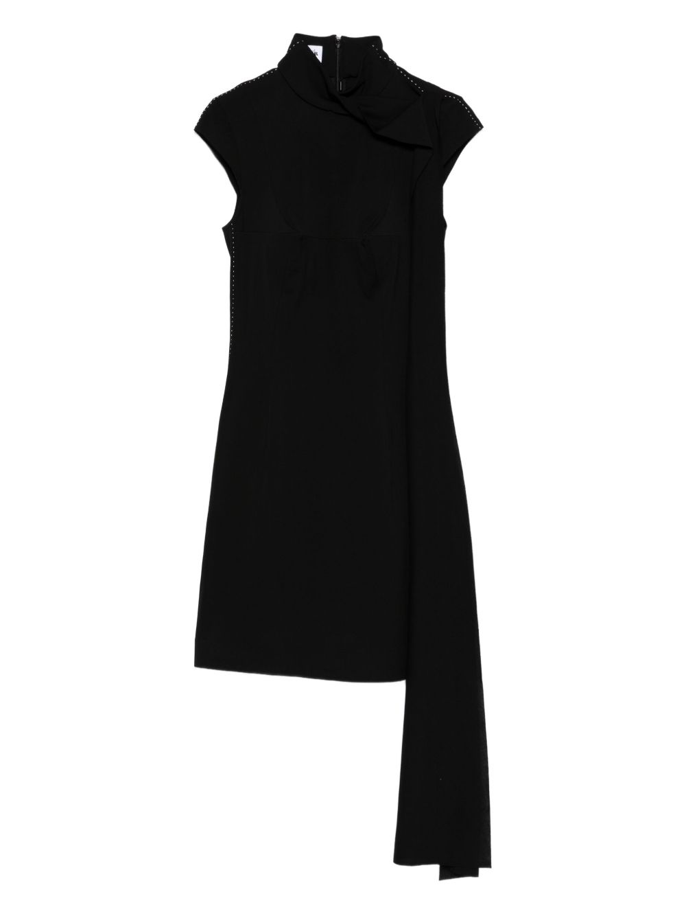 High Neck Asymmetric Hem Mini Dress