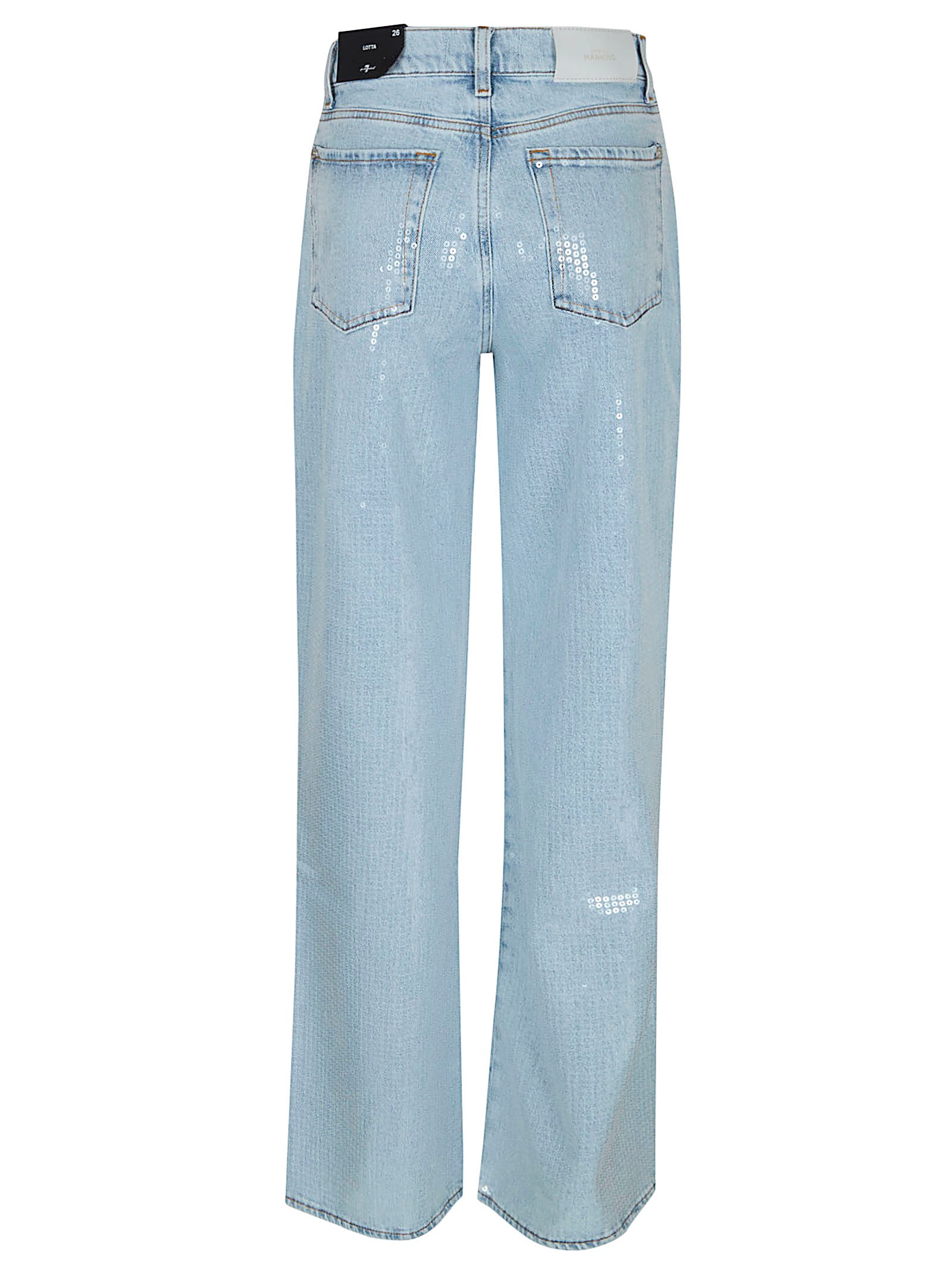High-Waisted Wide Leg Jeans With Sequins