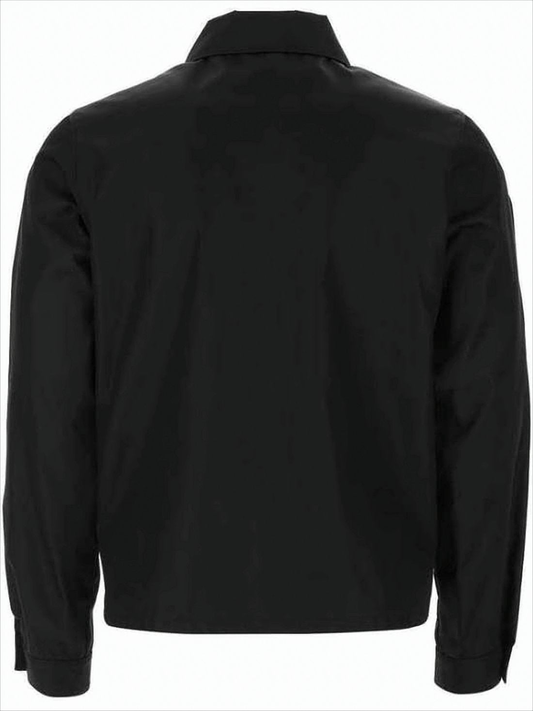Cropped Black Nylon Bomber Jacket
