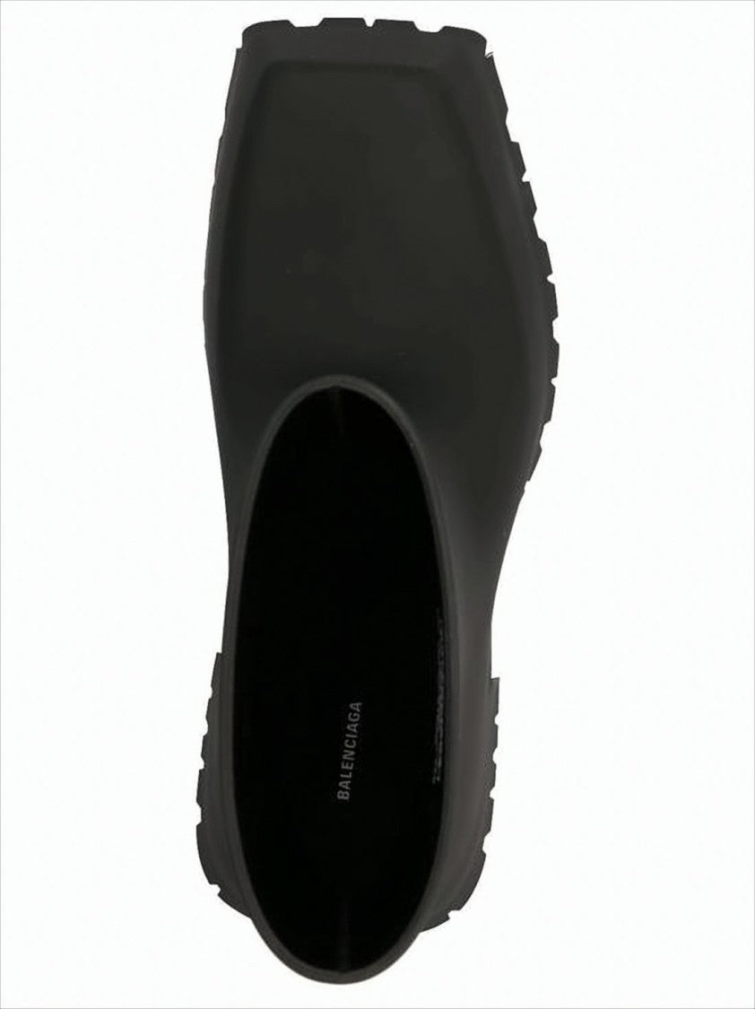 Matte Black Mid-Calf Boots with Chunky Sole and Square Toe