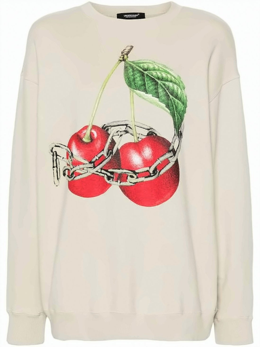 Ribbed Cotton Long-Sleeved Top with Cherry Graphic
