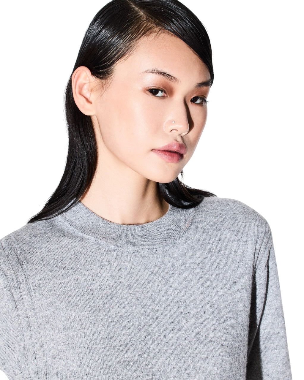 Grey Sweater With Shiny Lurex Finish