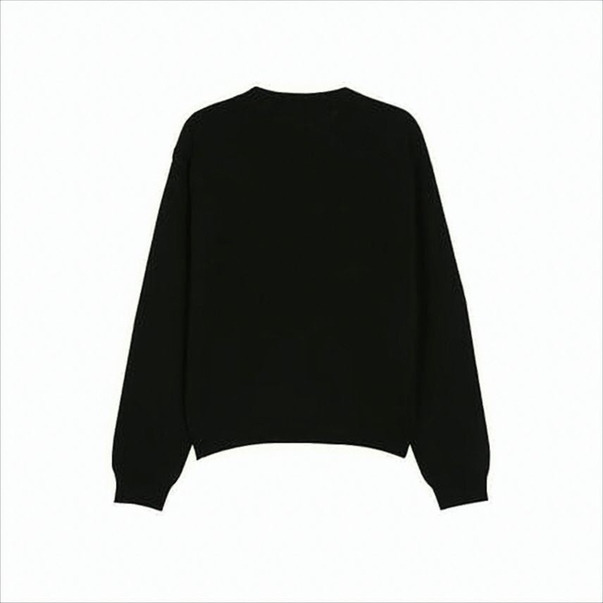 Black Sweater with Large Blue Heart Graphic