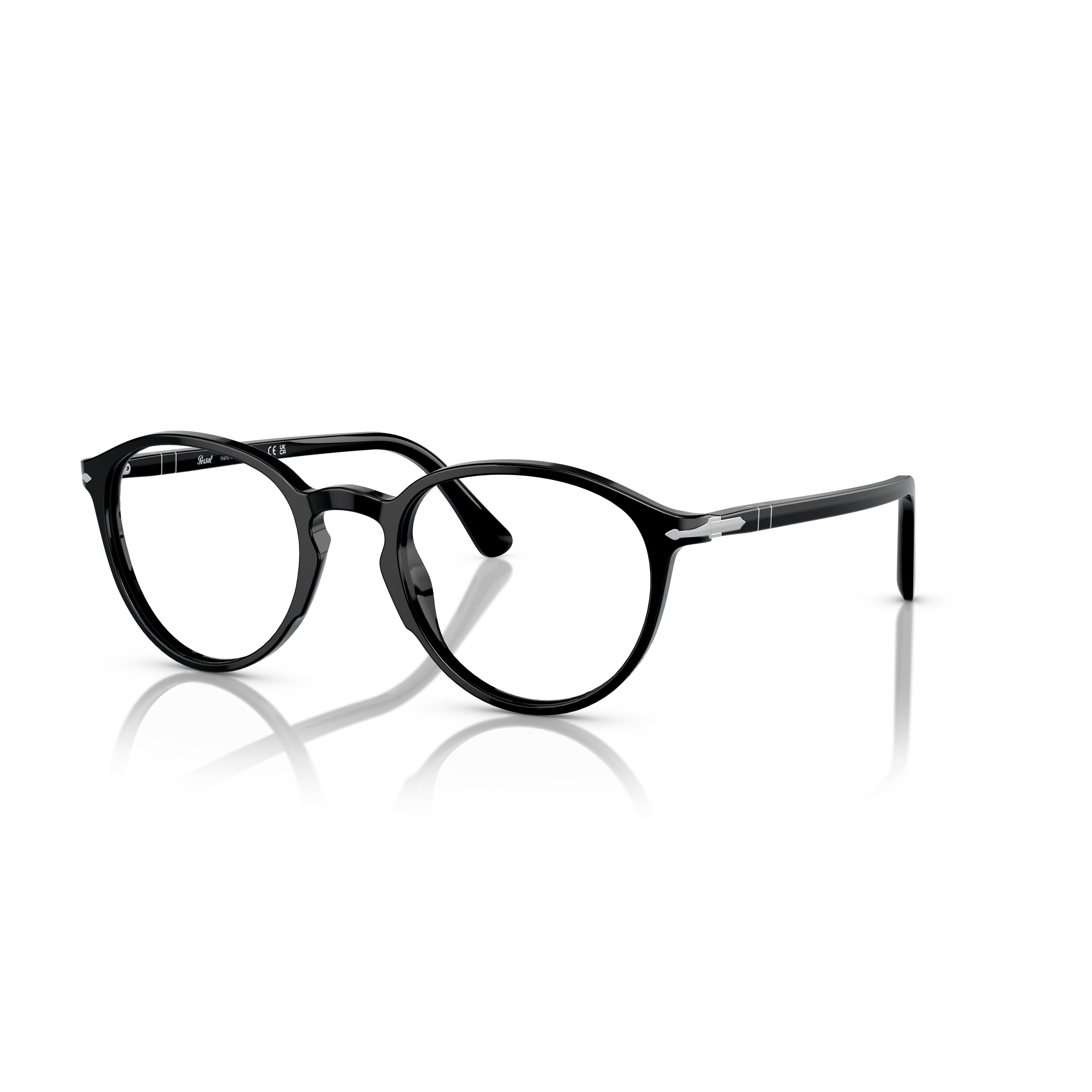 0po3218v Glossy Black Acetate Round Frame Eyeglasses