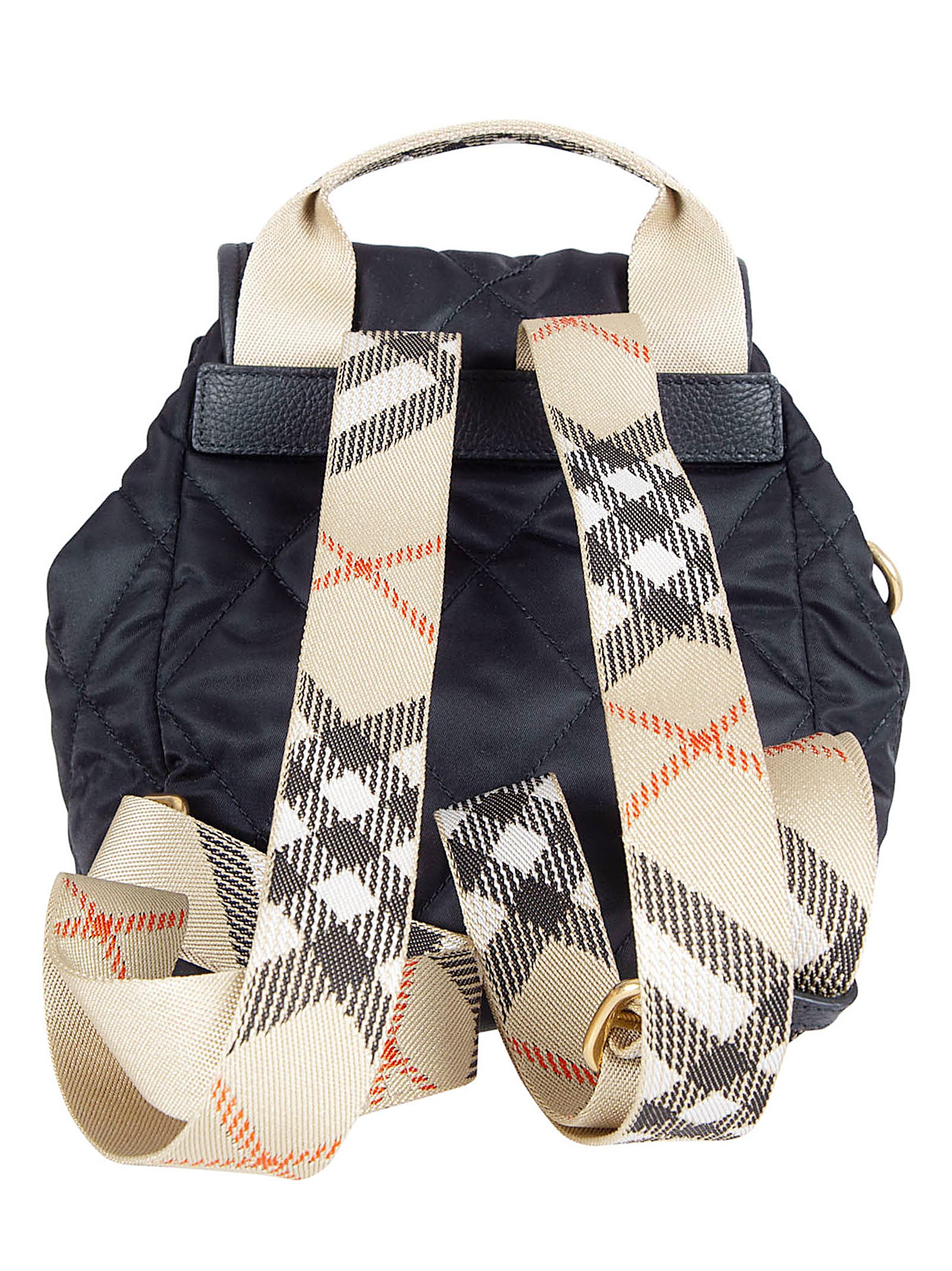 Quilted Black Nylon Backpack with Equestrian Emblem