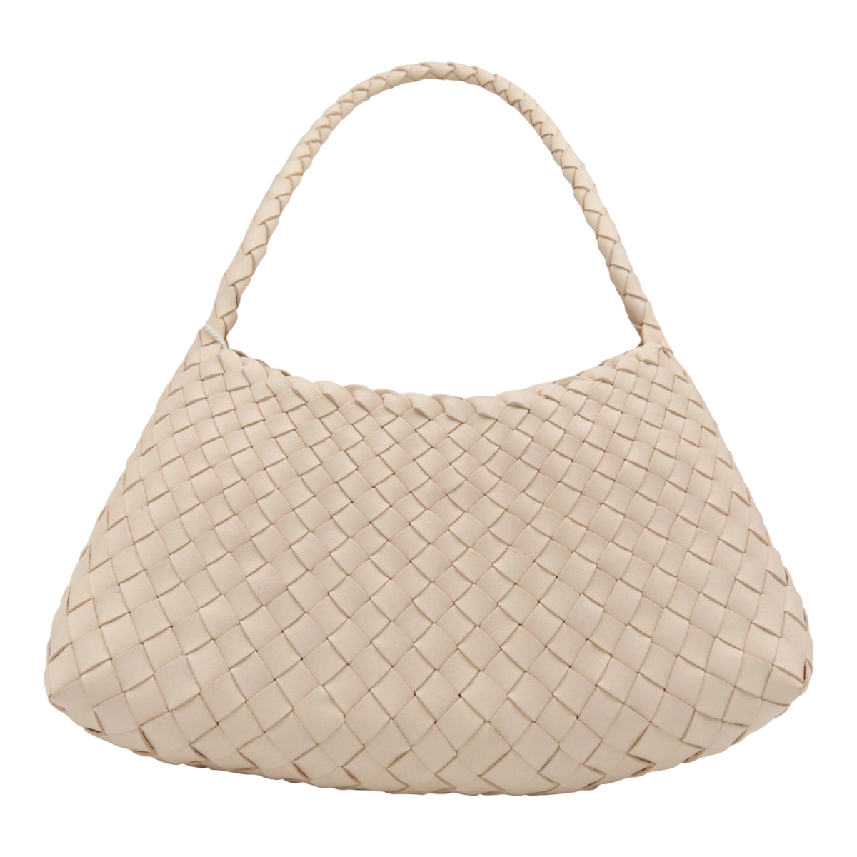 Crescent-Shaped Bag with Soft Woven Texture