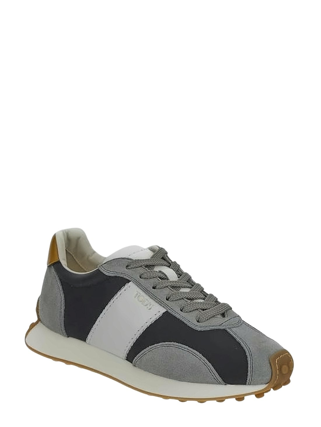 Grey Fabric and Suede Sneakers