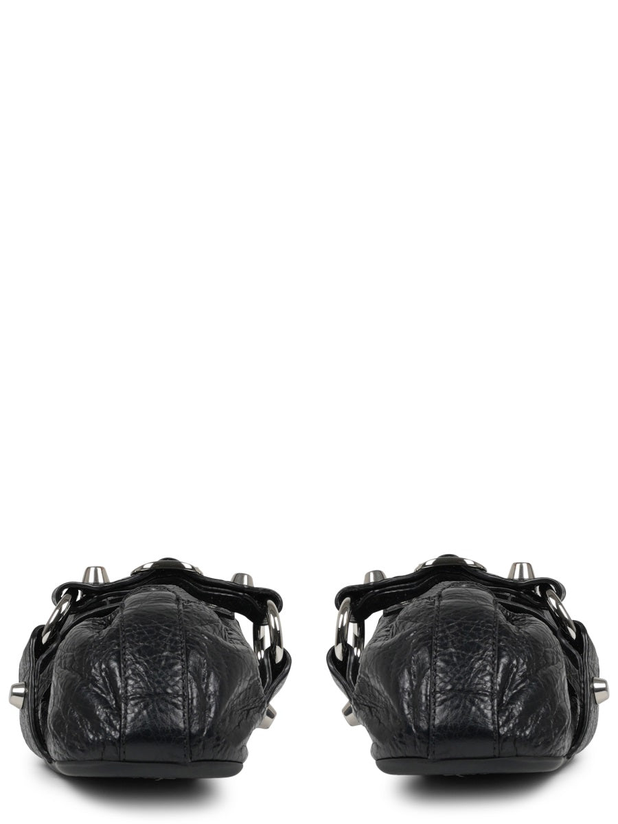 Ballerina Flats In Textured Lambskin With Silver Accents
