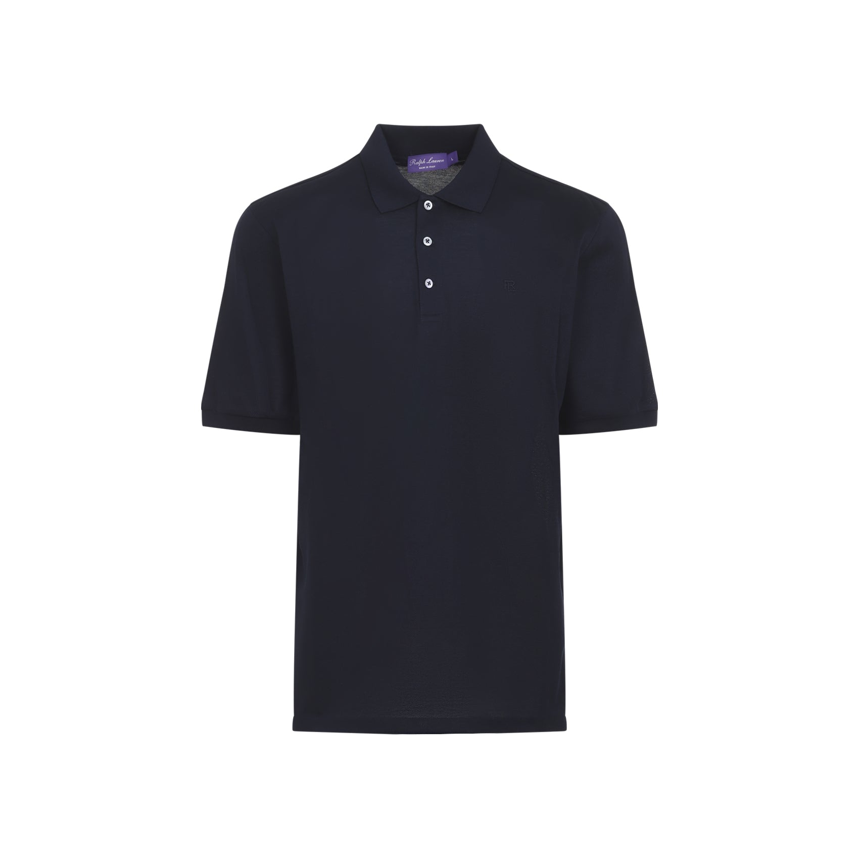 Deep Blue Cotton Polo Shirt with Embroidered Logo
