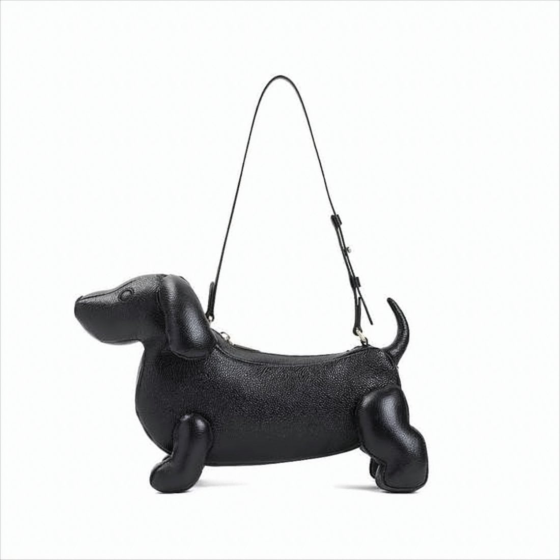 Dachshund-Shaped Black Calf Leather Tote Bag