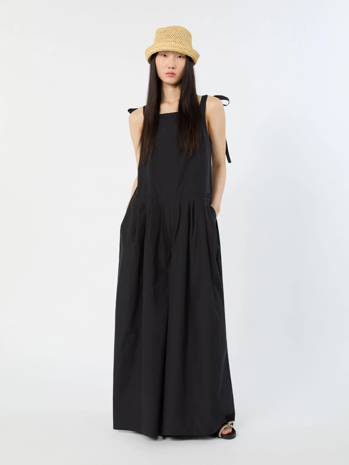Sleeveless Black Jumpsuit with Gathered Waist
