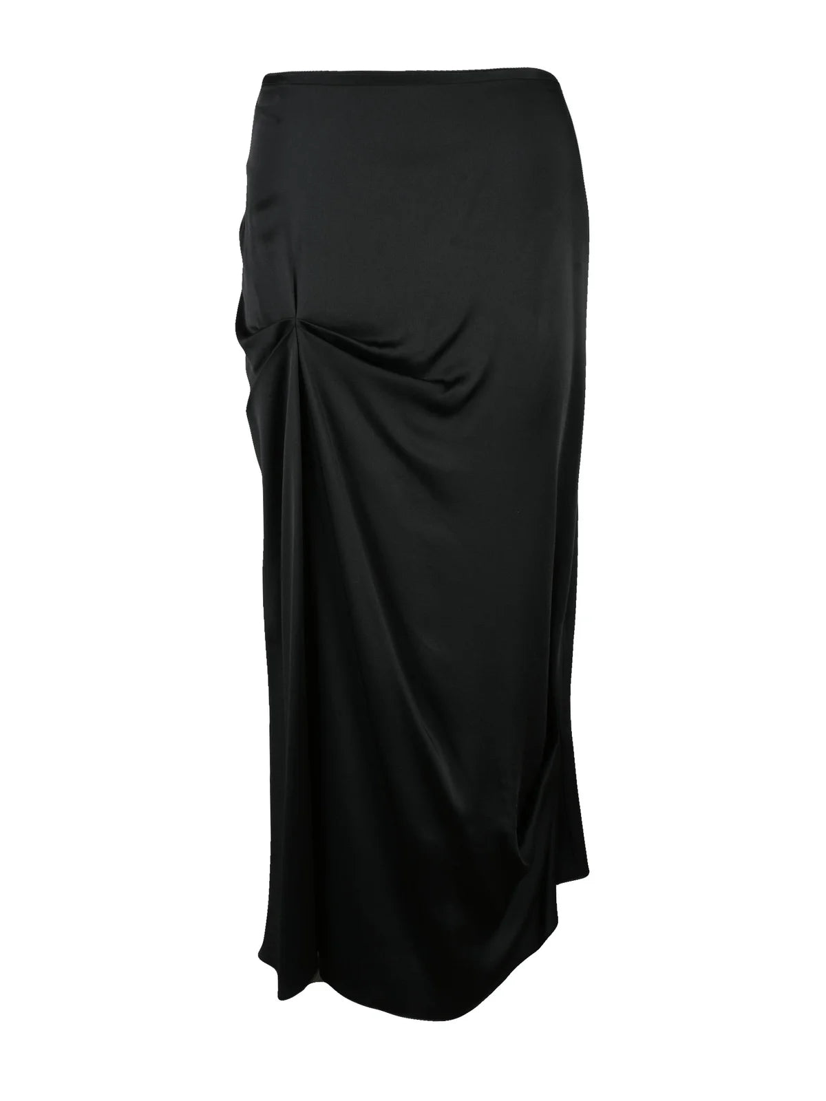Black Satin Acetate Viscose Long Skirt