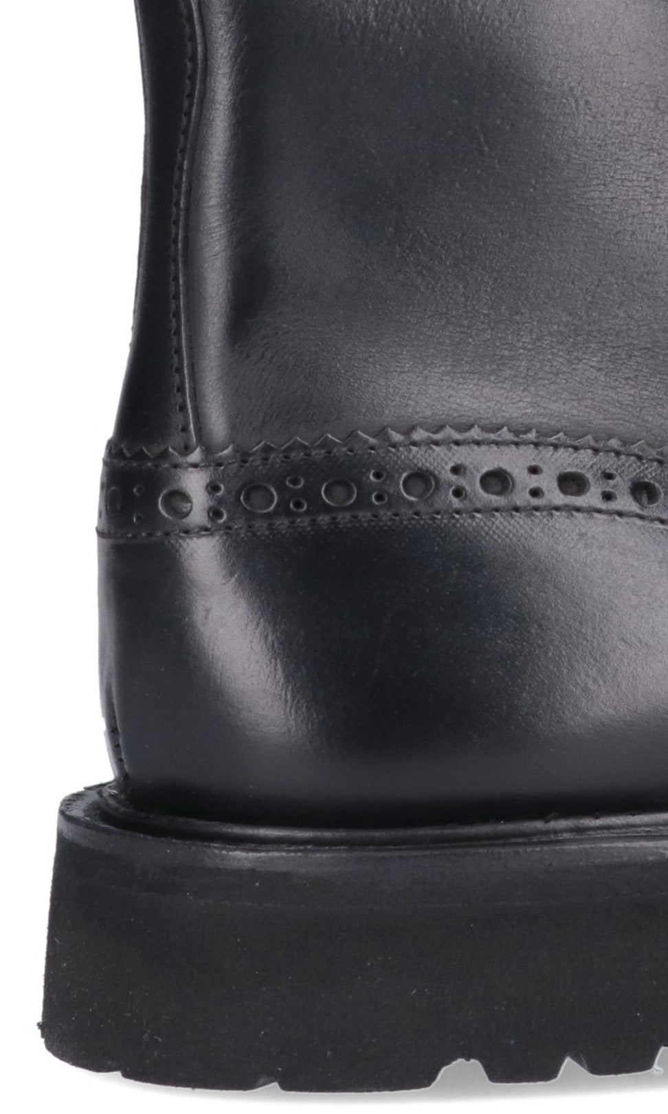 Classic Brogue Lace-Up Black Leather Boots