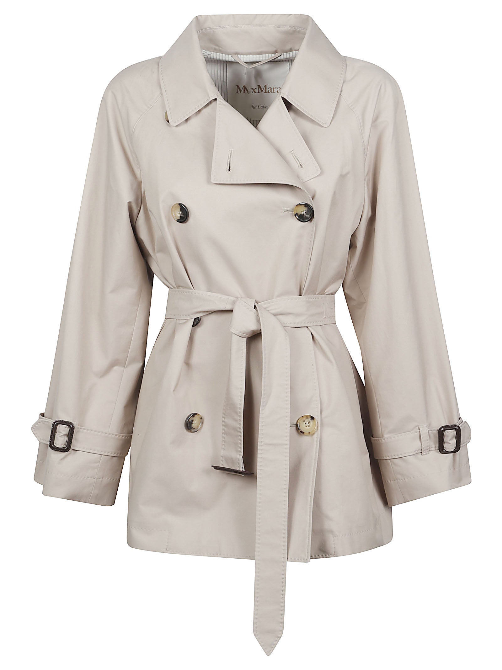 Short Trench Coat with Double-Breasted Front