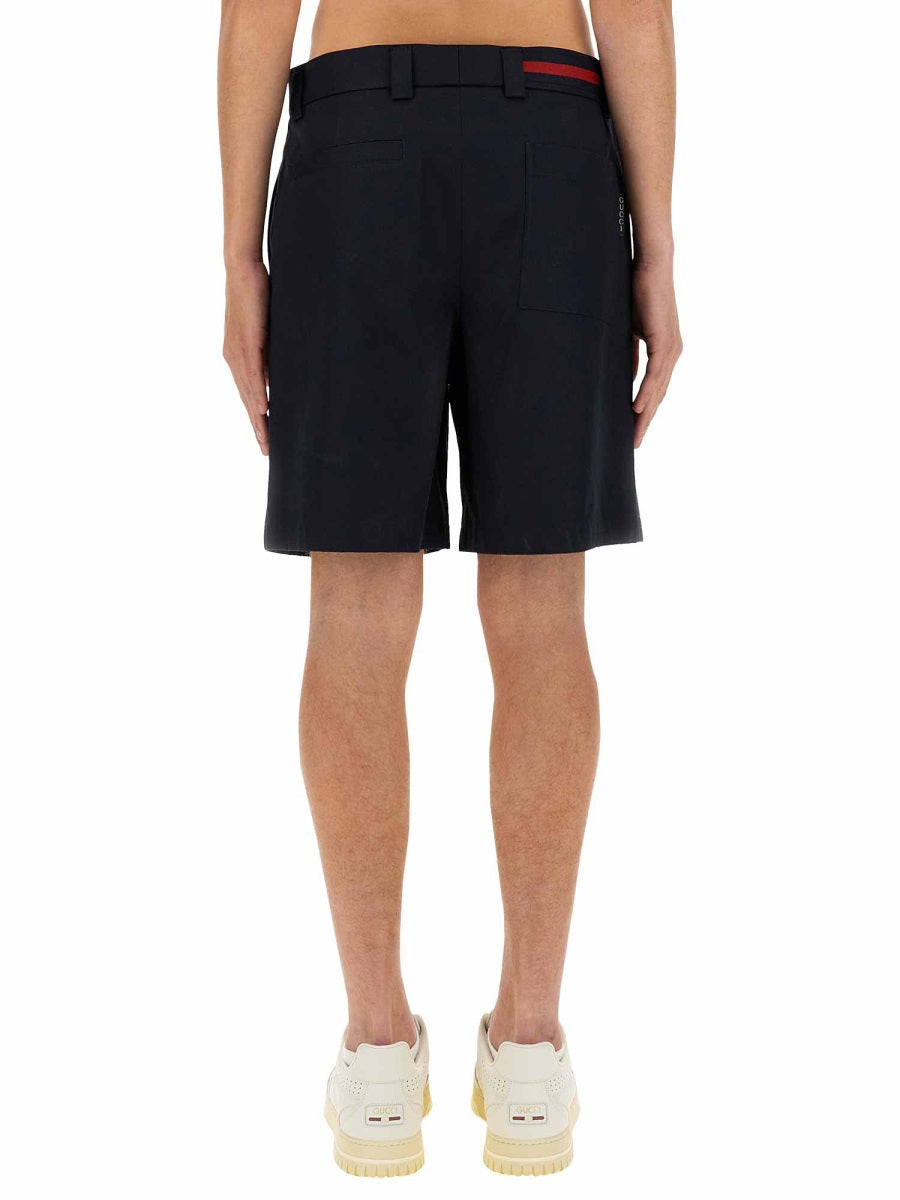 Web Ribbon Cotton Shorts with Side Pockets