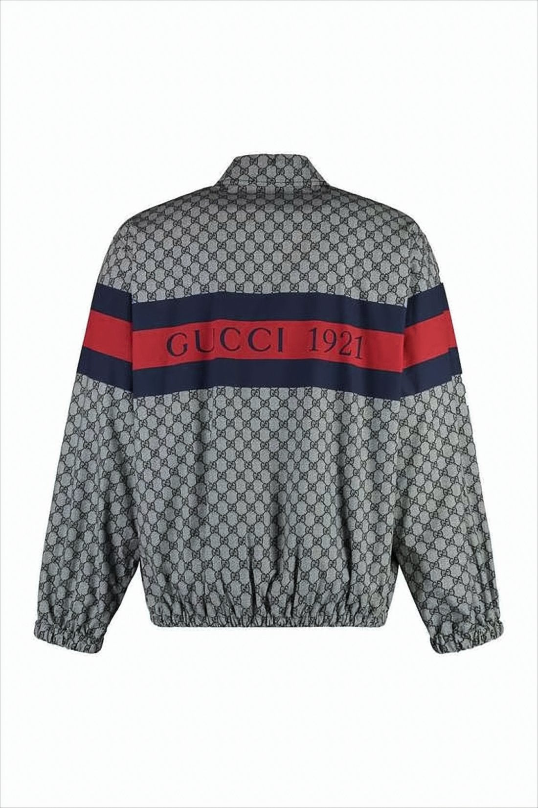 Cropped Bomber Jacket with Interlocking Pattern