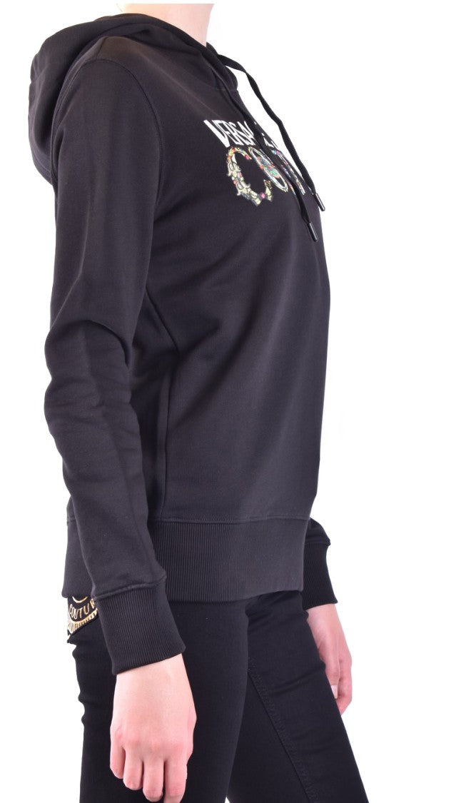 Hooded Black Sweatshirt With Bold Logo Print