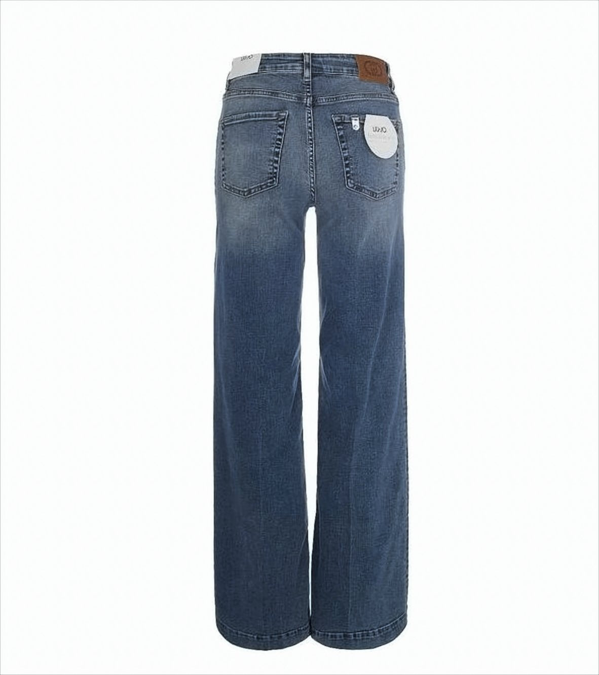 Stretch Denim Flared Jeans With Vintage Wash
