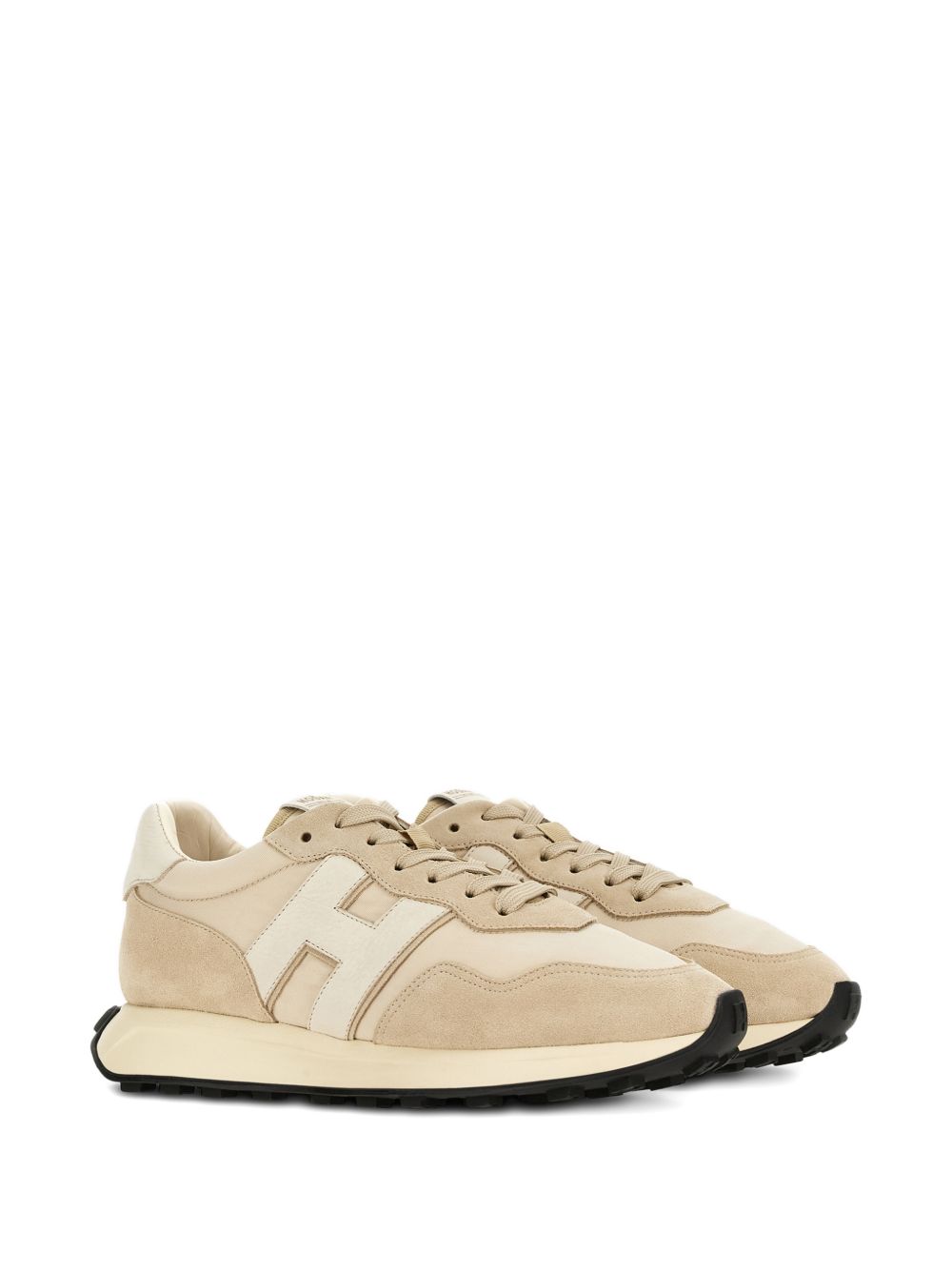Beige Silk and Nylon Sneakers