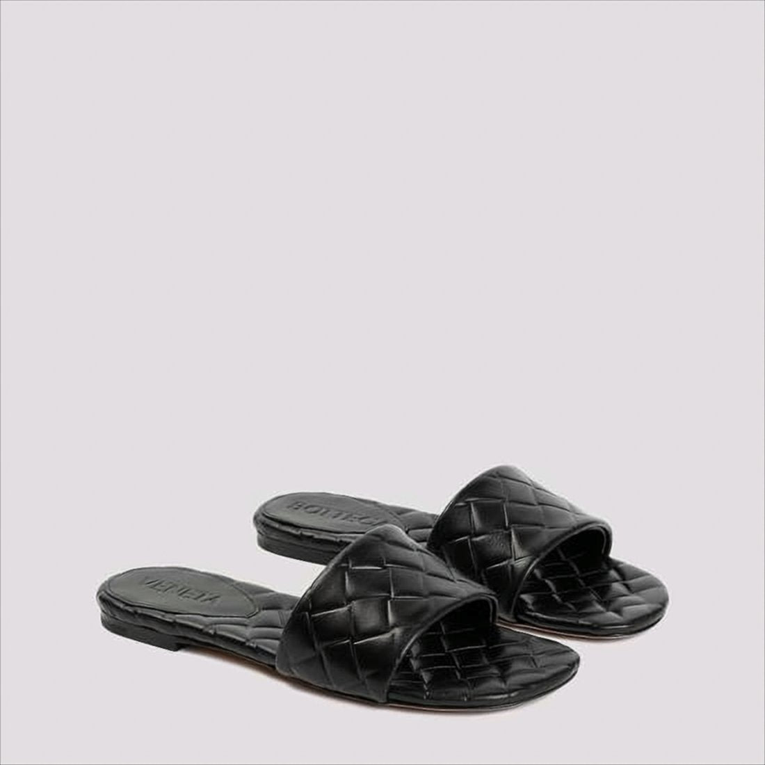 Padded Strap Black Flat Mules