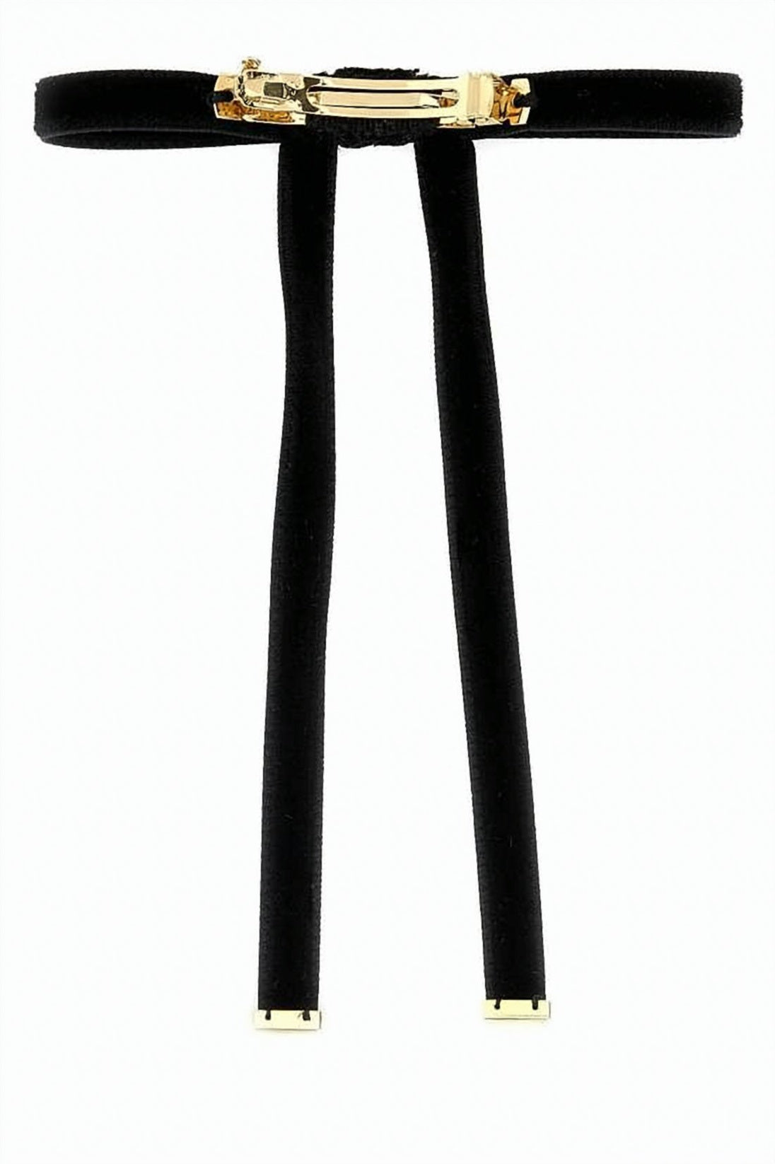 Black Velvet Choker Necklace with Triangular Logo