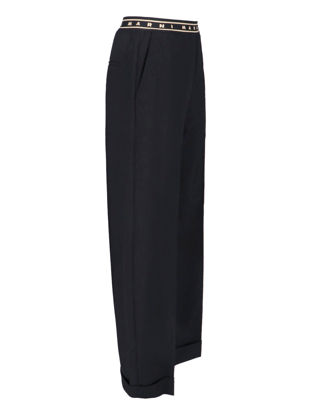Black Wide-Leg Virgin Wool Trousers