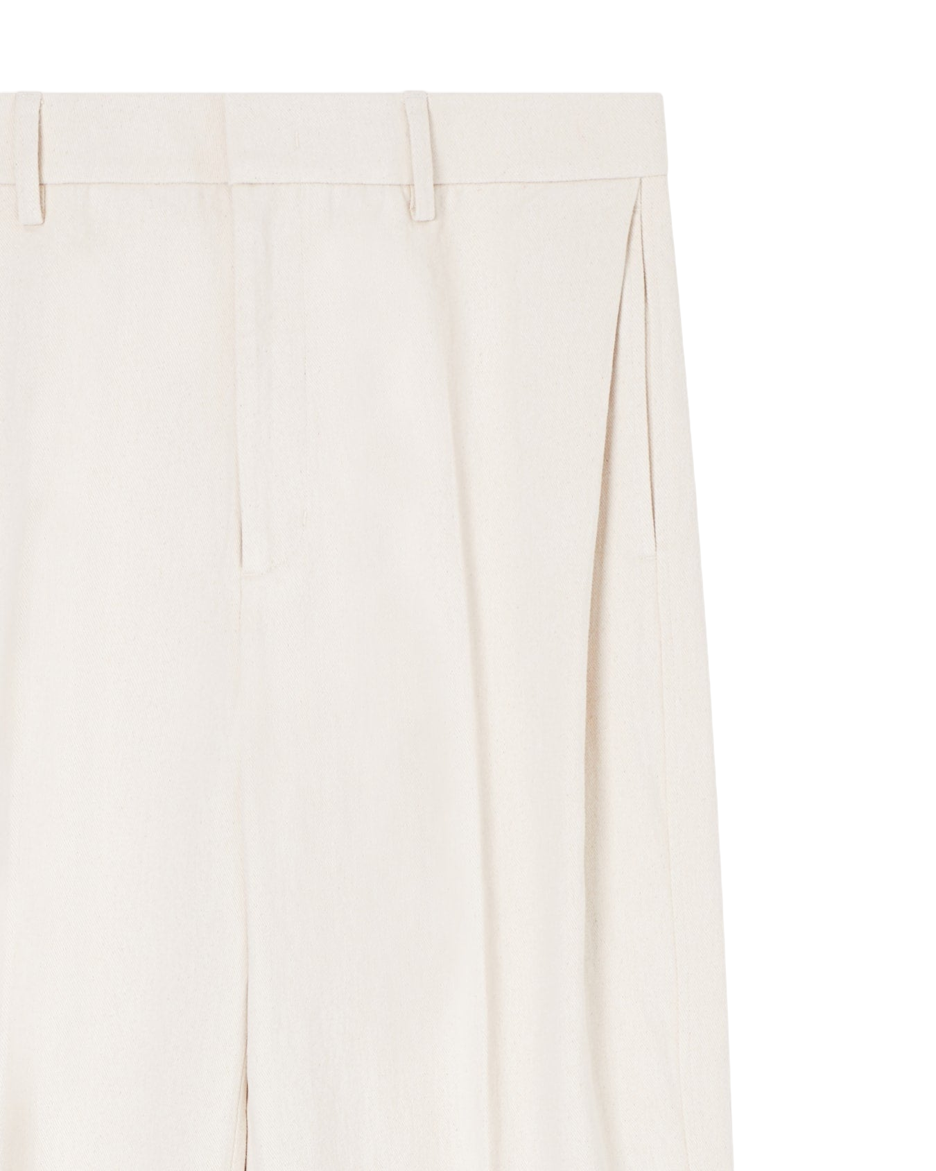 Straight-Leg Casual Trousers With Belt Loops And Subtle Logo