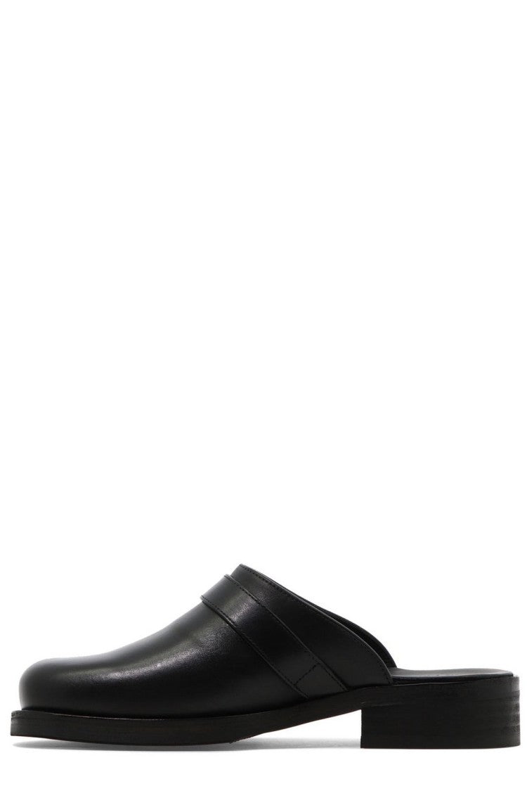 Leather Mule with Silver Buckle