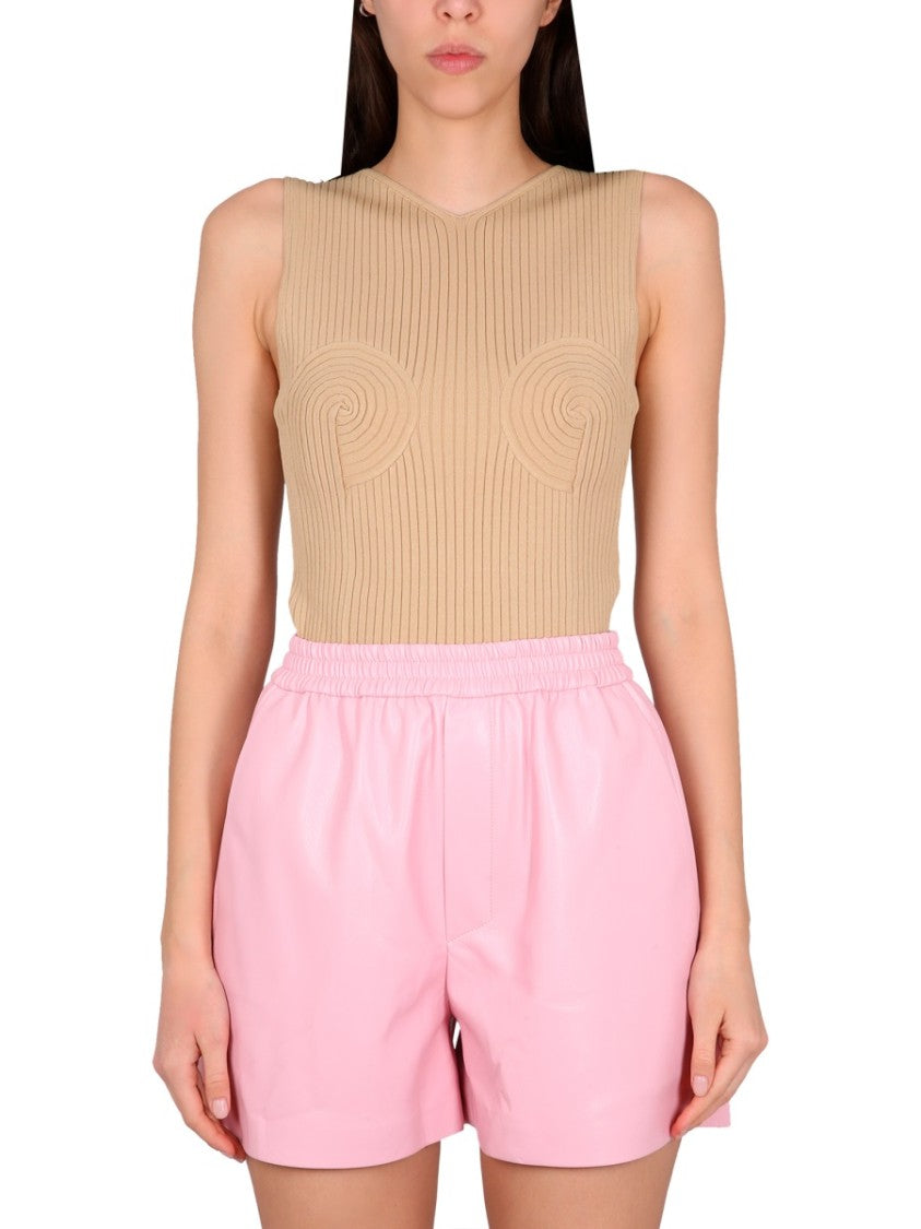 Sleeveless V-Neck Ribbed Top