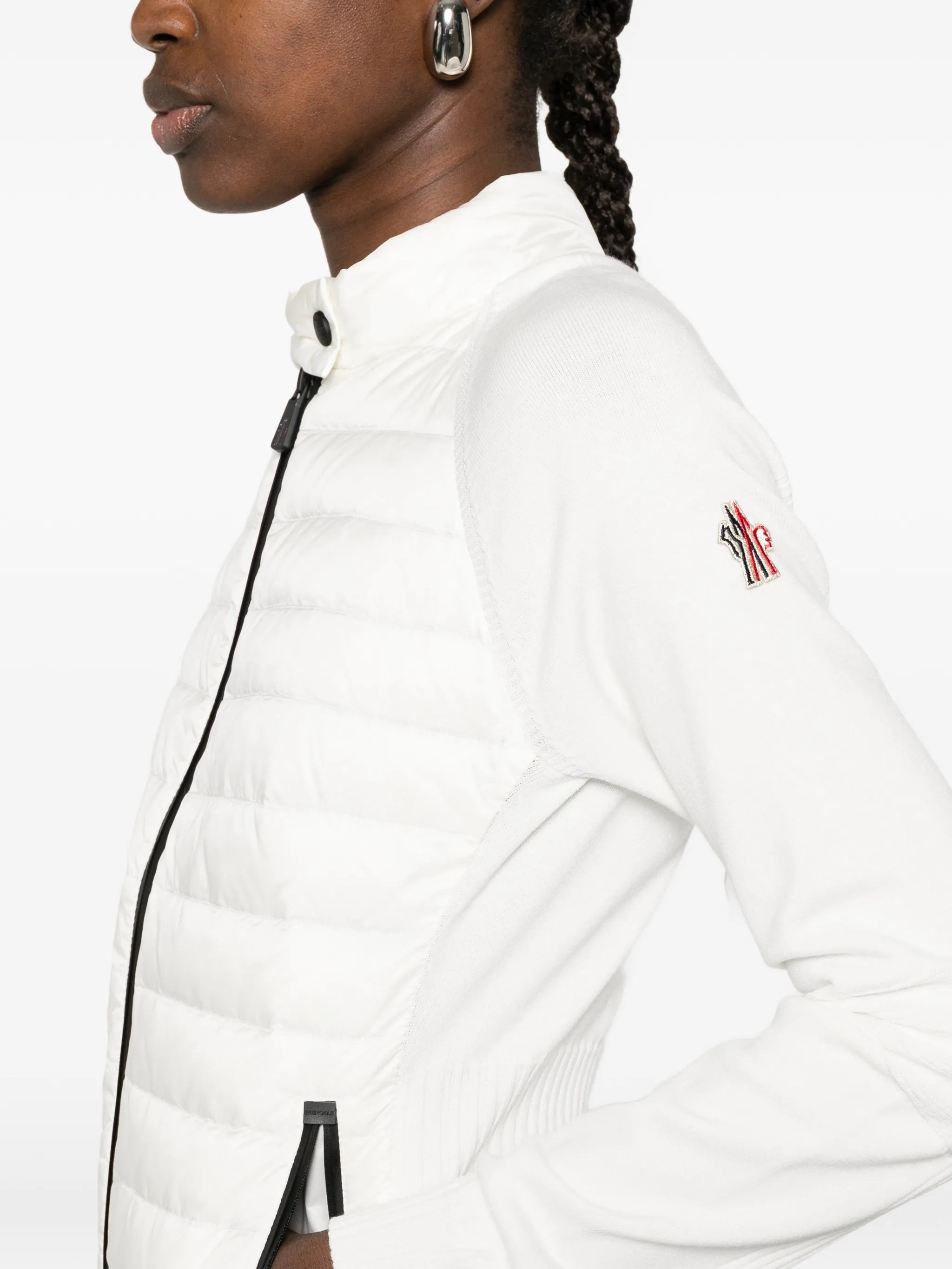 Black Quilted Panel Zip Cardigan