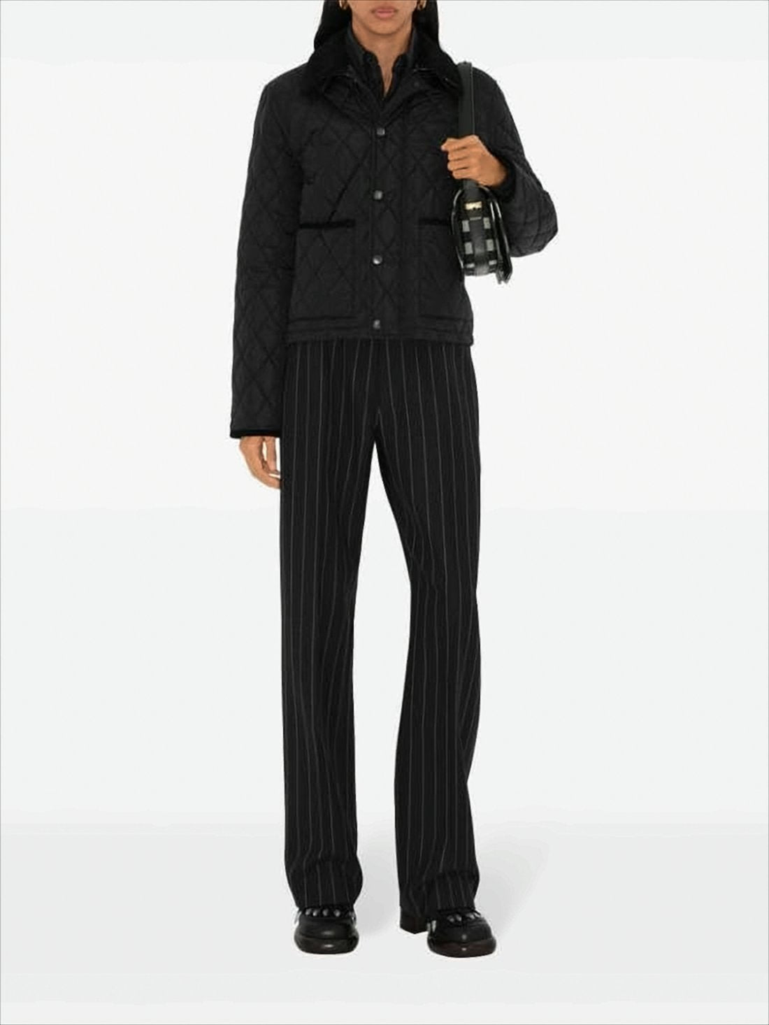 Quilted Black Jacket with Classic Collar