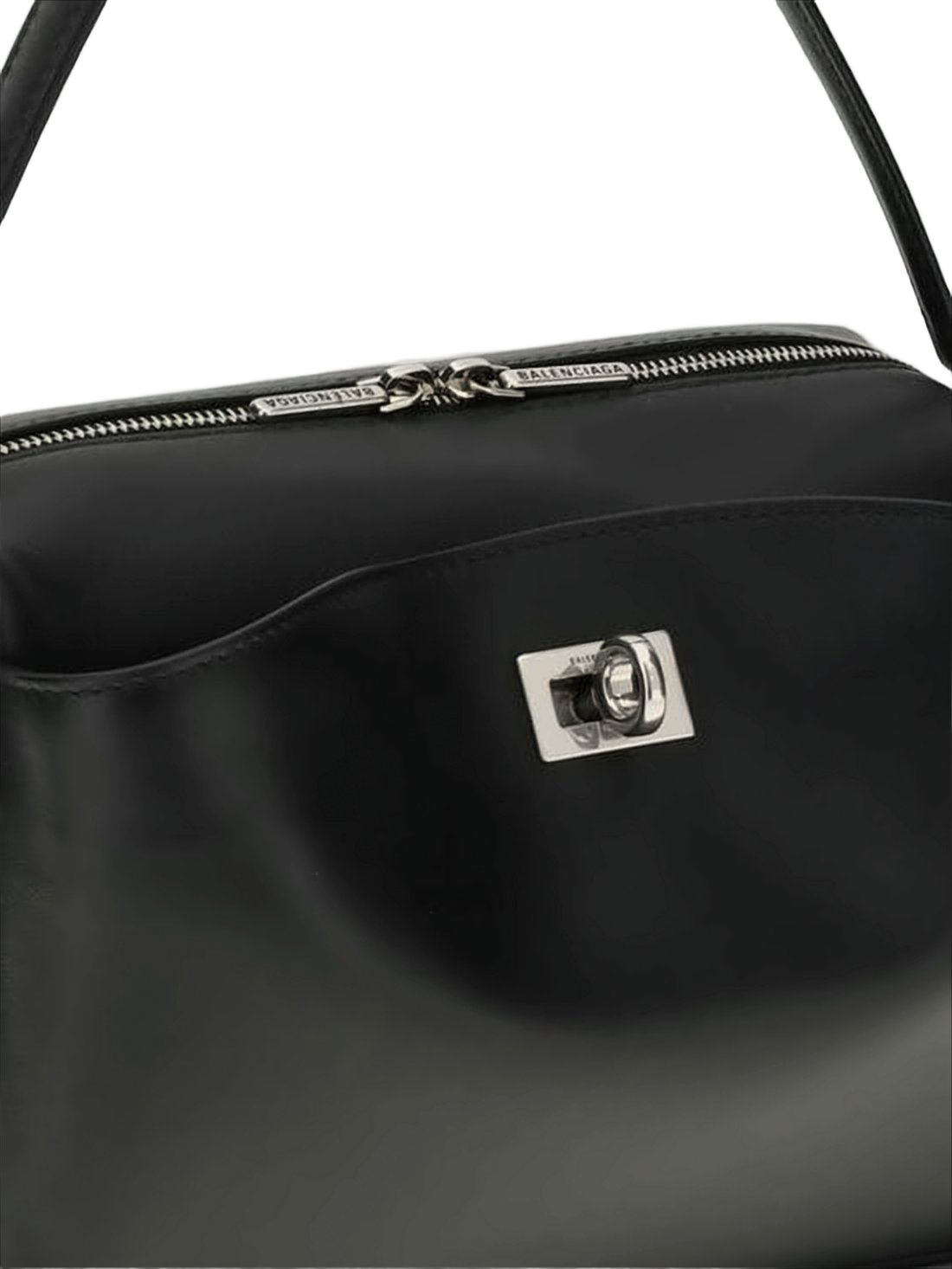 Rectangular Shoulder Bag with Silver-Tone Turn-Lock Closure
