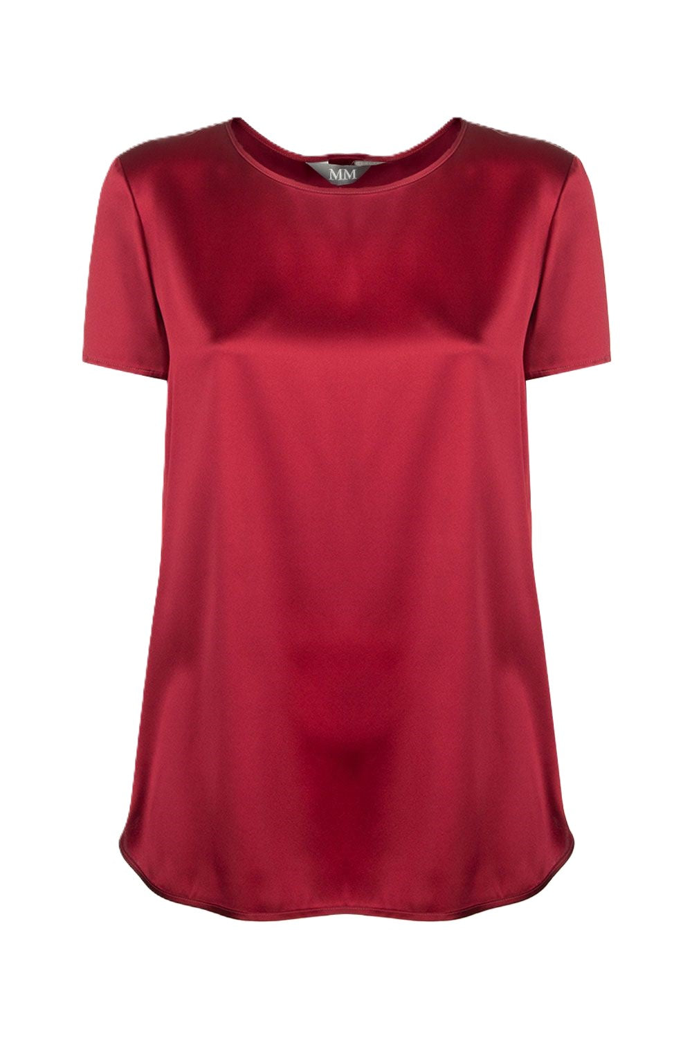 Short-Sleeved Blouse with Smooth Finish and Round Neckline