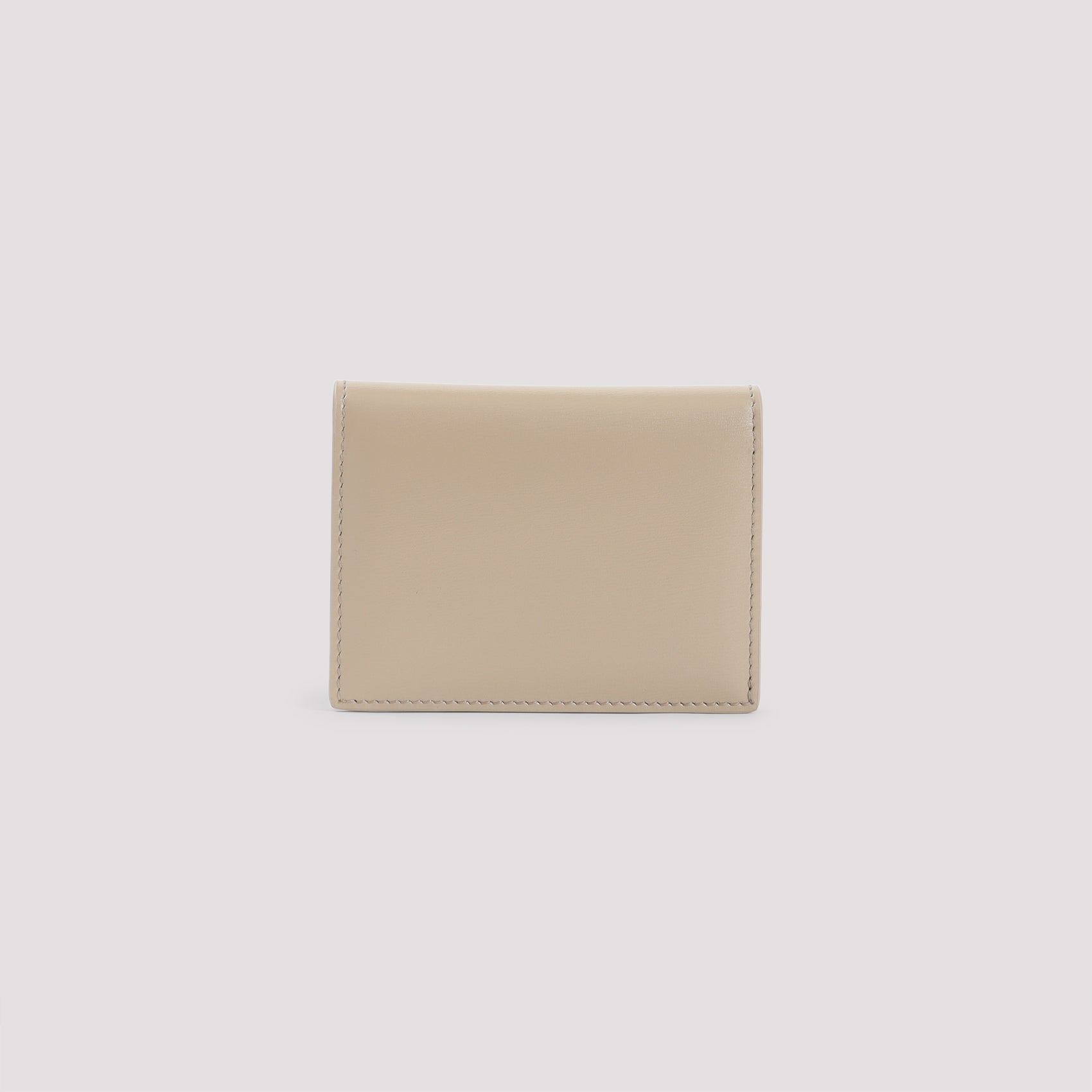Nude Calf Leather Wallet with Flap Closure