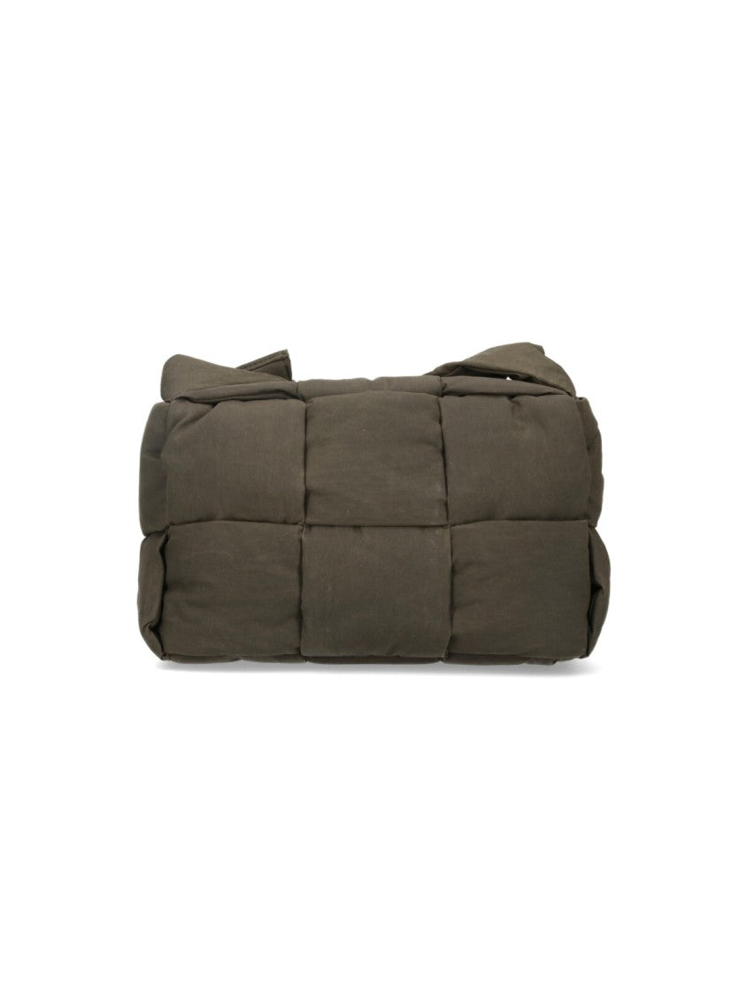 Padded Green Cotton Blend Bag With Intreccio Design
